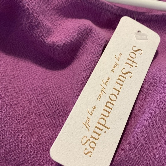 Soft Surroundings pocket Carpe Diem gauze Iris Orchid Gauze 3/4 Slv Shift Dress - Picture 12 of 15